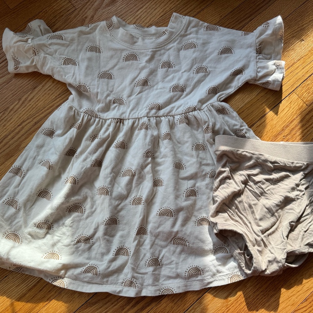 Rylee + Cru Cream and Brown Rainbow Dress